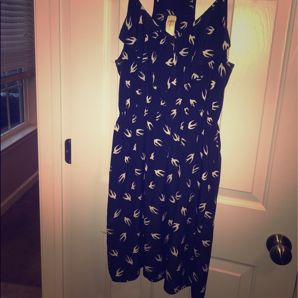 Navy Bee Stitched halter dress